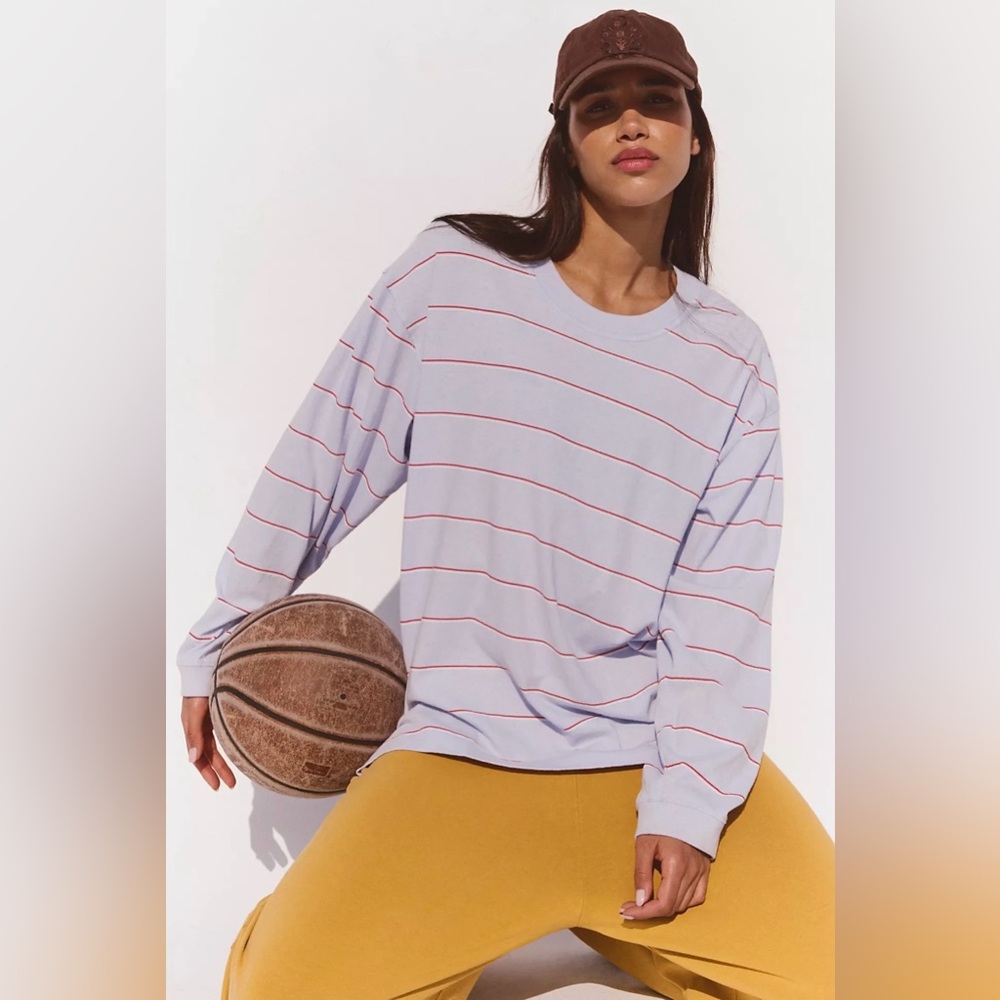 FP Movement Hustle Striped Layer in Awning Stripe Slate